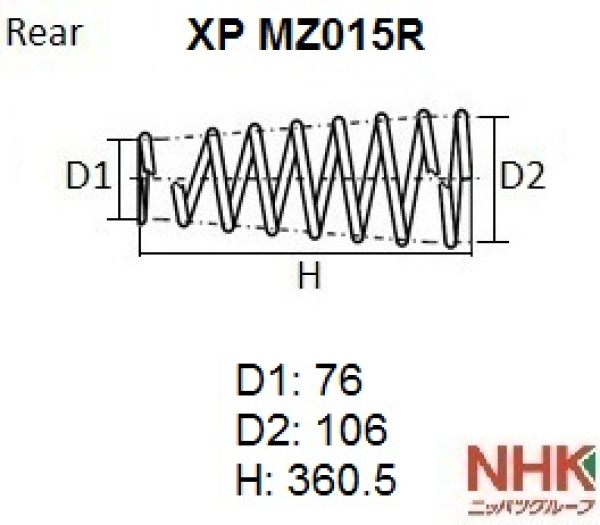 картинка Пружина XP MZ015R  BONGO FRENDEE SGLR 4WD  S10K-28-011 / S10K28011 от интернет-магазина "АВТОИМПЕРИЯ", 